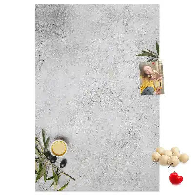 Wall cork memo board with concrete and olive pattern