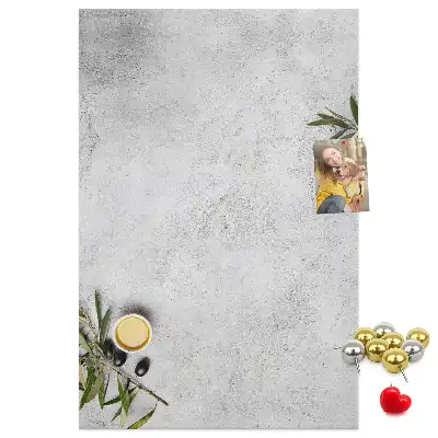 Wall cork memo board with concrete and olive pattern