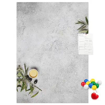 Wall cork memo board with concrete and olive pattern
