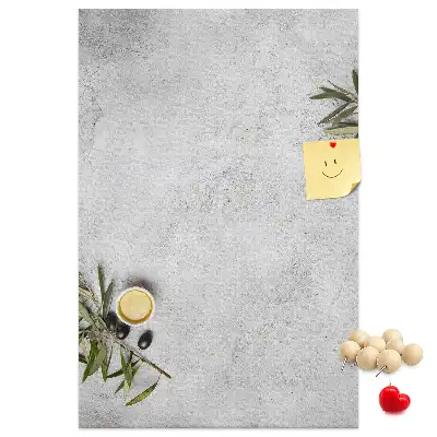 Wall cork memo board with concrete and olive pattern