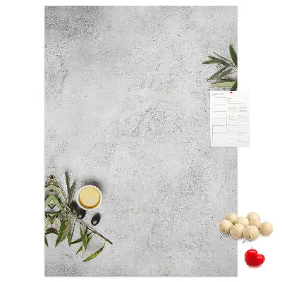 Wall cork memo board with concrete and olive pattern