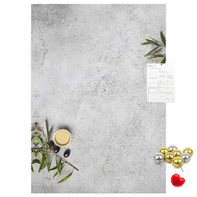 Wall cork memo board with concrete and olive pattern