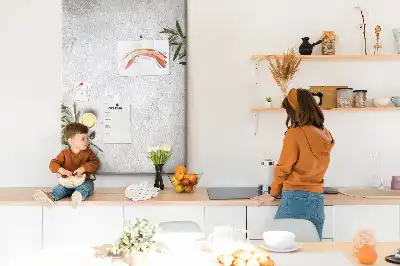 Wall cork memo board with concrete and olive pattern
