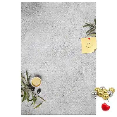 Wall cork memo board with concrete and olive pattern