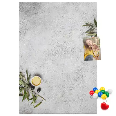 Wall cork memo board with concrete and olive pattern