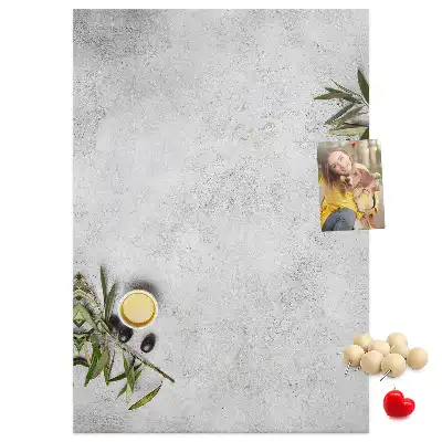 Wall cork memo board with concrete and olive pattern