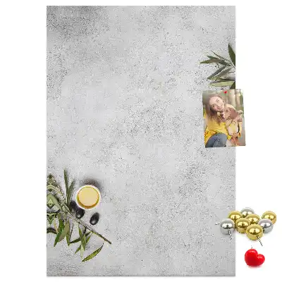 Wall cork memo board with concrete and olive pattern