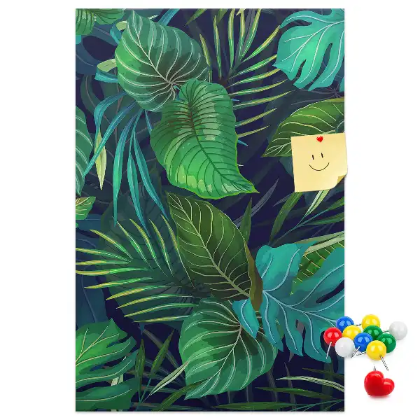 Large exotic leaves cork pin board
