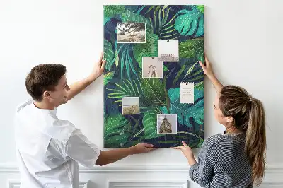 Cork pin board Large exotic leaves