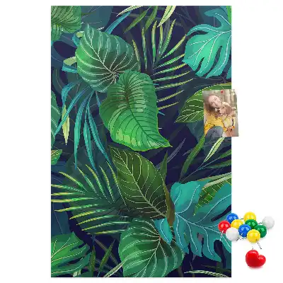 Large exotic leaves cork pin board