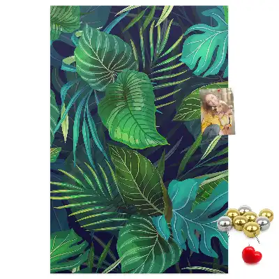 Large exotic leaves cork pin board