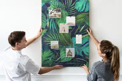 Large exotic leaves cork pin board