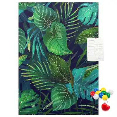 Large exotic leaves cork pin board