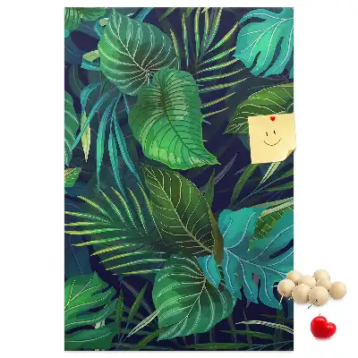 Large exotic leaves cork pin board