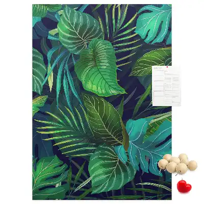 Large exotic leaves cork pin board