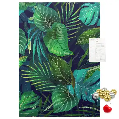Large exotic leaves cork pin board
