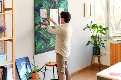 Large exotic leaves cork pin board
