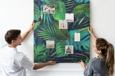 Cork pin board Large exotic leaves