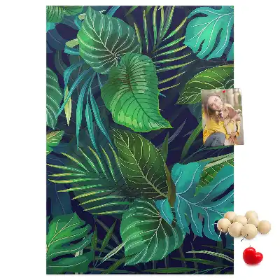 Large exotic leaves cork pin board