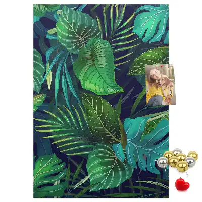 Large exotic leaves cork pin board