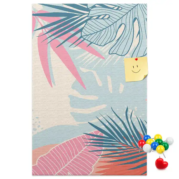 Cork Note Board with Pastel Leaves