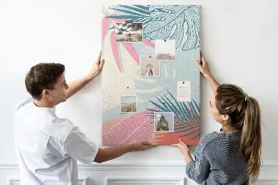 Cork Note Board with Pastel Leaves