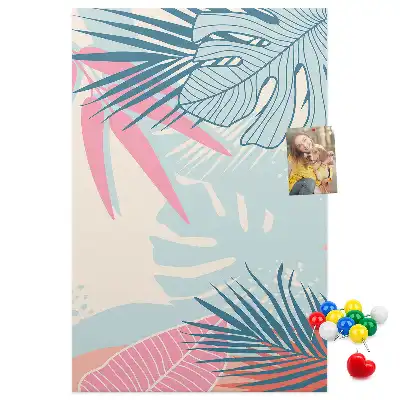Cork Note Board with Pastel Leaves