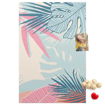 Cork Note Board with Pastel Leaves