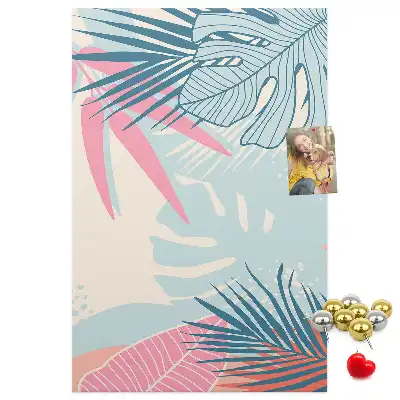 Cork Note Board with Pastel Leaves