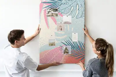 Cork Note Board with Pastel Leaves