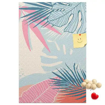 Cork Note Board with Pastel Leaves