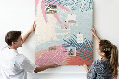 Cork Note Board with Pastel Leaves