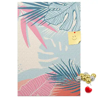 Cork Note Board with Pastel Leaves