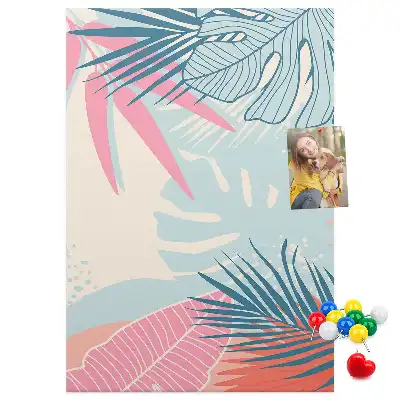 Cork Note Board with Pastel Leaves