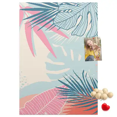 Cork Note Board with Pastel Leaves