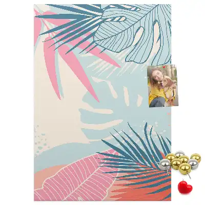 Cork Note Board with Pastel Leaves