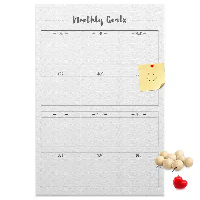 Wall cork memo board for monthly planning