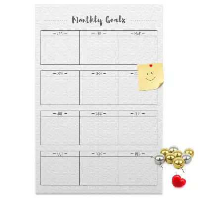 Wall cork memo board for monthly planning
