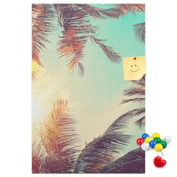 Exotic palm tree cork pin board