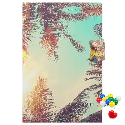 Exotic palm tree cork pin board