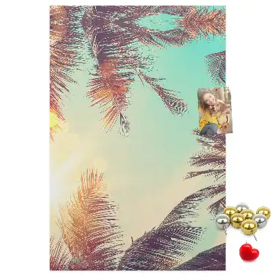 Exotic palm tree cork pin board