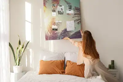 Exotic palm tree cork pin board