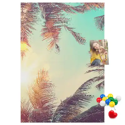 Exotic palm tree cork pin board