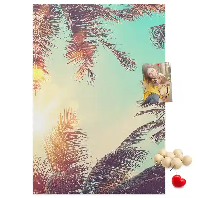 Exotic palm tree cork pin board
