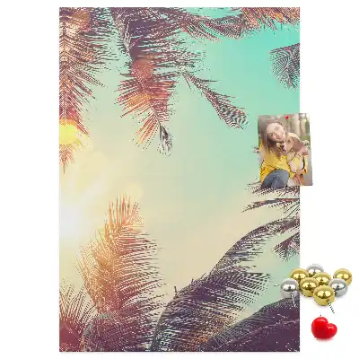 Exotic palm tree cork pin board