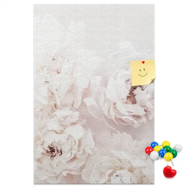 Cork Note Board Peony flowers