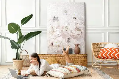 Cork Note Board Peony flowers