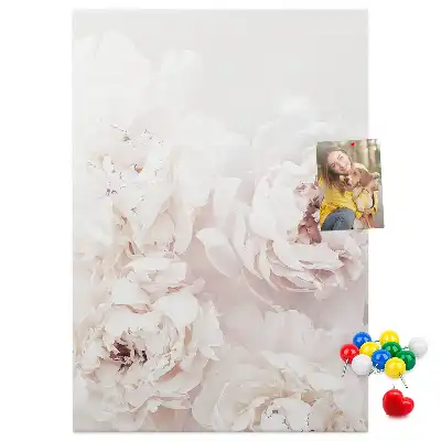 Cork Note Board Peony flowers