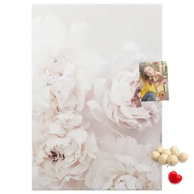 Cork Note Board Peony flowers