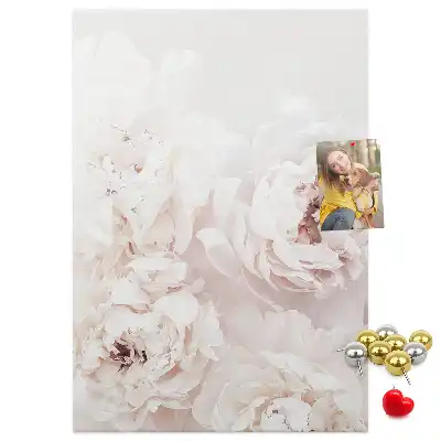 Cork Note Board Peony flowers